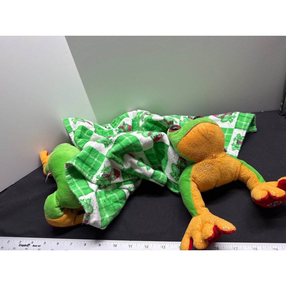 Handcrafted Frog-Themed Baby Blanket With Plush Toy